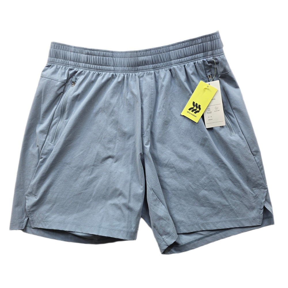 All in Motion Woven Shorts Mens Medium Lt Blue Polyester 7" Inseam Unlined NEW